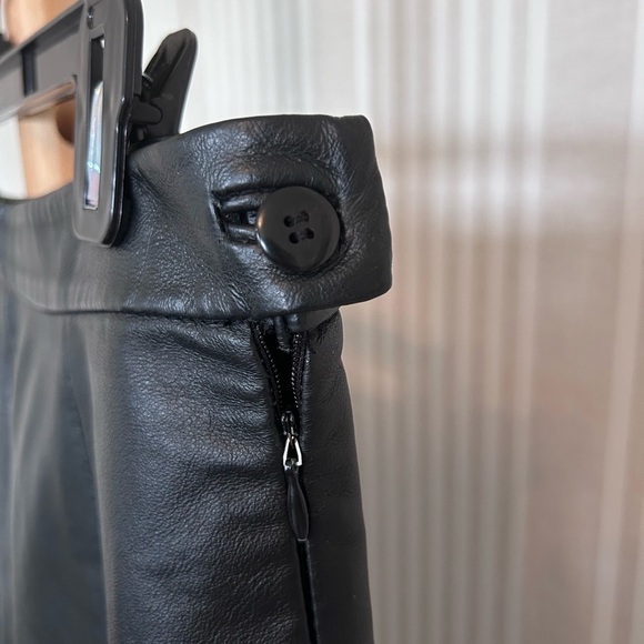 Vintage Clio Leather Pants Women’s Size 8 Black Straight Leg Side Zip Lined - Picture 3 of 6